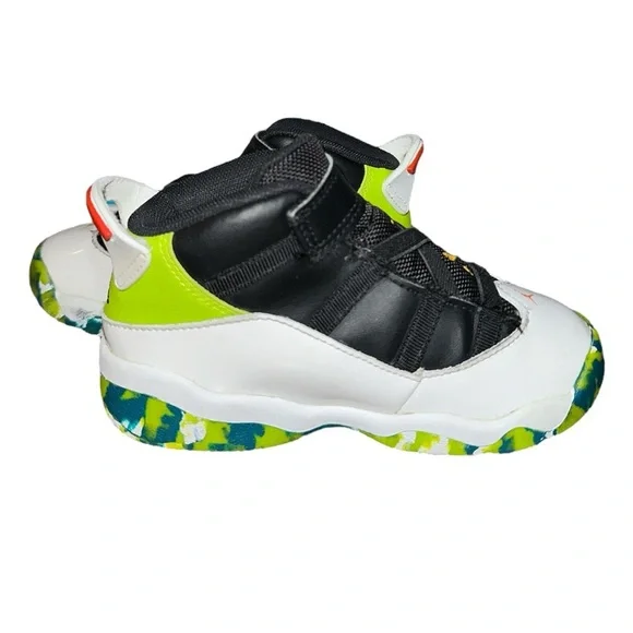 Jordan 6 rings toddler Black & White High-Top Sneakers Neon Accents size 9C - Picture 7 of 8